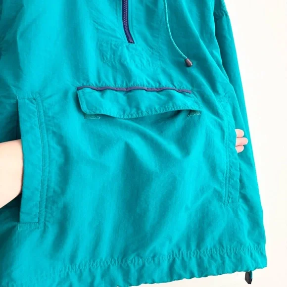 Vintage 90s Teal Hooded Pullover Windbreaker - Picture 7 of 14